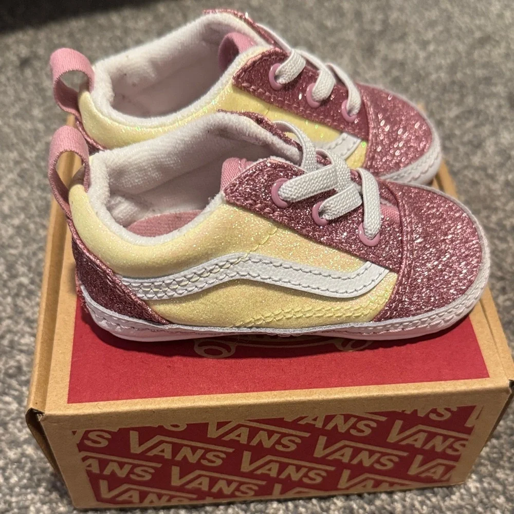 Vans Kids Pink Glitter and Yellow Sneakers